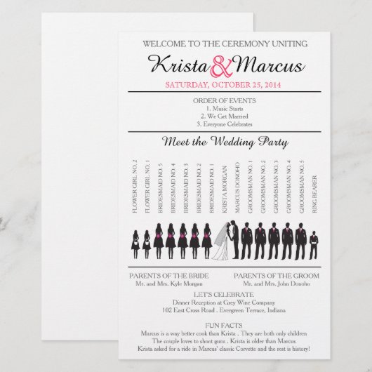 Simple Silhouettes Wedding Program Flyer-3 (Voorkant / Achterkant)