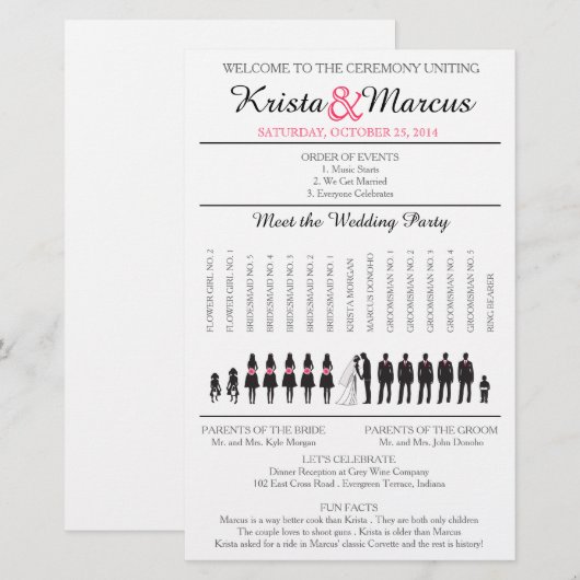 Simple Silhouettes Wedding Program Flyer-3 (Voorkant / Achterkant)