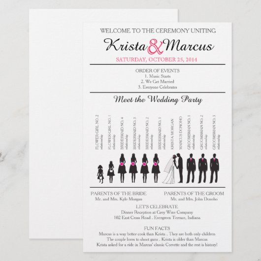 Simple Silhouettes Wedding Program Flyer-3 (Voorkant / Achterkant)