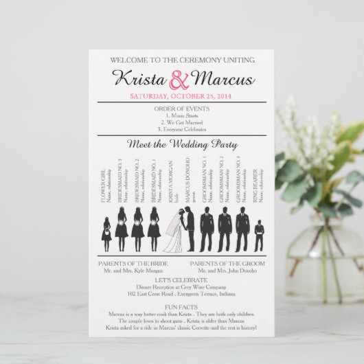 Simple Silhouettes Wedding Program Flyer-3RF (Staand voorkant)
