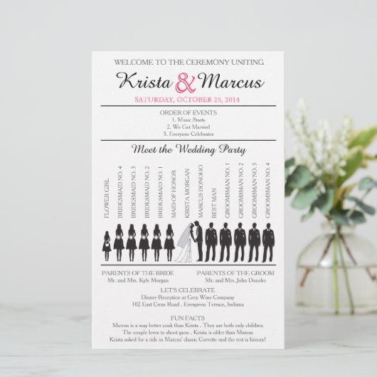 Simple Silhouettes Wedding Program Flyer-4 (Staand voorkant)