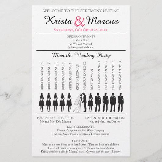 Simple Silhouettes Wedding Program Flyer-w (Voorkant)