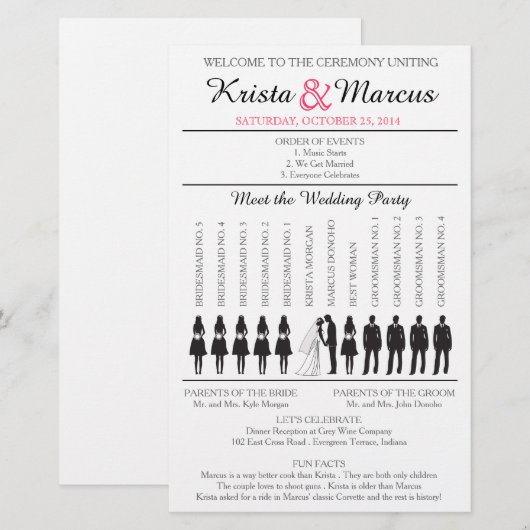 Simple Silhouettes Wedding Program Flyer-w (Voorkant / Achterkant)