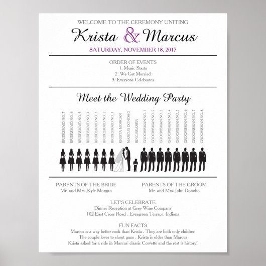 Simple Silhouettes Wedding Program Poster (Voorkant)
