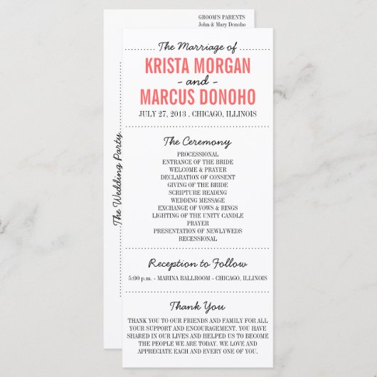 Simple Silhouettes Wedding Program Programmakaart (Voorkant / Achterkant)