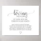Simple Silver Calligraphy In Loving Memory Sign Poster (Voorkant)