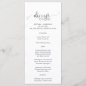 Simple Silver Calligraphy Wedding Dinner Menu Kaar (Voorkant)