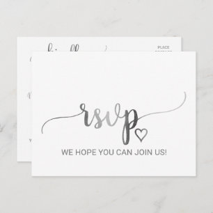 Simple Silver Foil Calligraphy Song Request RSVP Uitnodiging Briefkaart