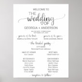 Simple Silver Foil Calligraphy Wedding Programme Poster (Voorkant)