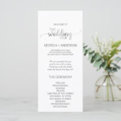 Simple Silver Foil Calligraphy Wedding Programme Programmakaart (Staand voorkant)