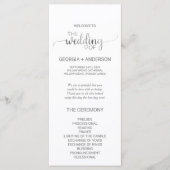 Simple Silver Foil Calligraphy Wedding Programme Programmakaart (Voorkant)