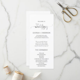 Simple Silver Foil Calligraphy Wedding Programme Programmakaart