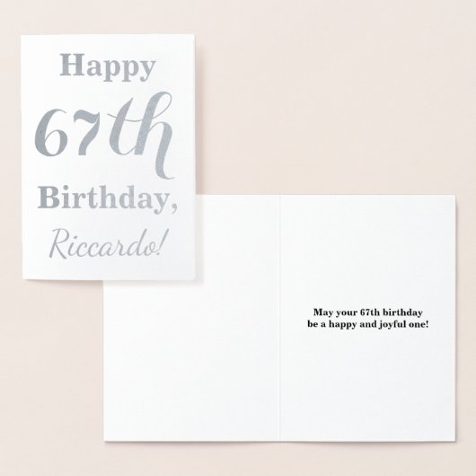 Simple Silver Foil "HAPPY 67th BIRTHDAY" + Naam Folie Kaarten (Display)