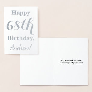 Simple Silver Foil "HAPPY 68th BIRTHDAY" + Naam Folie Kaarten