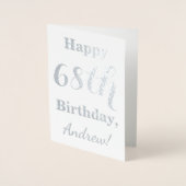 Simple Silver Foil "HAPPY 68th BIRTHDAY" + Naam Folie Kaarten (Voorkant)