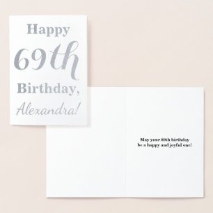 Simple Silver Foil "HAPPY 69th BIRTHDAY" + Naam Folie Kaarten