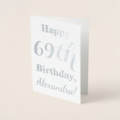 Simple Silver Foil "HAPPY 69th BIRTHDAY" + Naam Folie Kaarten (Voorkant)