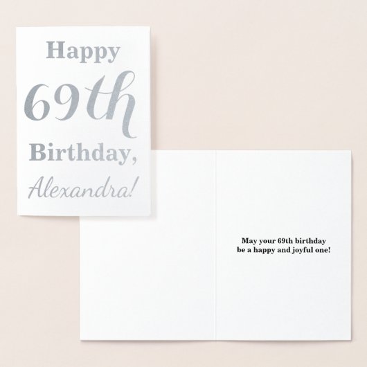 Simple Silver Foil "HAPPY 69th BIRTHDAY" + Naam Folie Kaarten (Display)