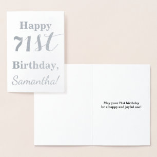 Simple Silver Foil "HAPPY 71st BIRTHDAY" + Naam Folie Kaarten