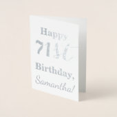 Simple Silver Foil "HAPPY 71st BIRTHDAY" + Naam Folie Kaarten (Voorkant)
