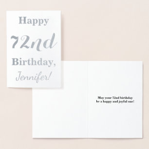 Simple Silver Foil "HAPPY 72nd BIRTHDAY" + Naam Folie Kaarten