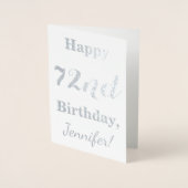Simple Silver Foil "HAPPY 72nd BIRTHDAY" + Naam Folie Kaarten (Voorkant)