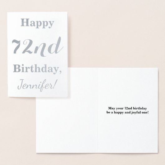Simple Silver Foil "HAPPY 72nd BIRTHDAY" + Naam Folie Kaarten (Display)