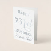 Simple Silver Foil "HAPPY 73rd BIRTHDAY" + Naam Folie Kaarten (Voorkant)