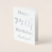 Simple Silver Foil "HAPPY 74th BIRTHDAY" + naam Folie Kaarten (Voorkant)