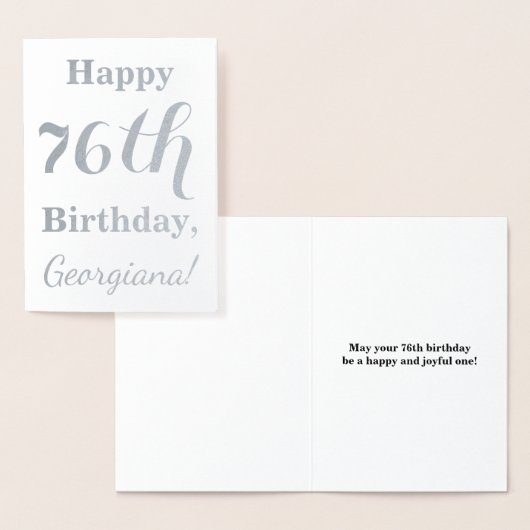 Simple Silver Foil "HAPPY 76th BIRTHDAY" + Naam Folie Kaarten (Display)