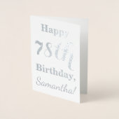 Simple Silver Foil "HAPPY 78th BIRTHDAY" + Naam Folie Kaarten (Voorkant)