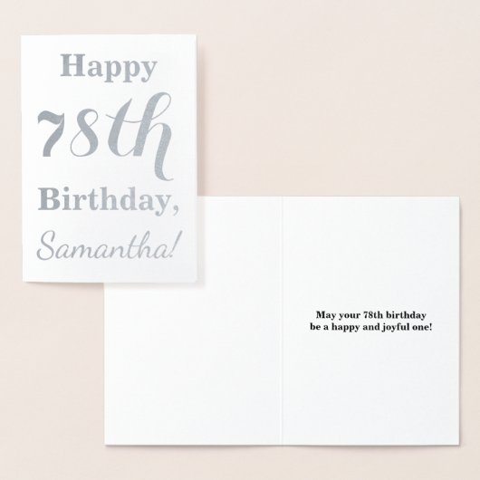 Simple Silver Foil "HAPPY 78th BIRTHDAY" + Naam Folie Kaarten (Display)