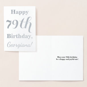 Simple Silver Foil "HAPPY 79th BIRTHDAY" + Naam Folie Kaarten