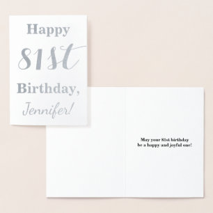 Simple Silver Foil "HAPPY 81st BIRTHDAY" + Naam Folie Kaarten
