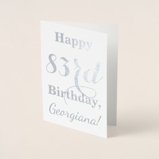 Simple Silver Foil "HAPPY 83rd BIRTHDAY" + Naam Folie Kaarten (Voorkant)