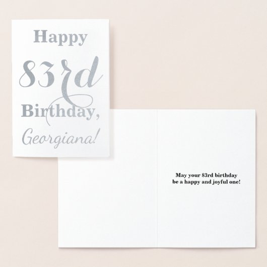Simple Silver Foil "HAPPY 83rd BIRTHDAY" + Naam Folie Kaarten (Display)