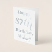 Simple Silver Foil "HAPPY 87th BIRTHDAY" + Naam Folie Kaarten (Voorkant)