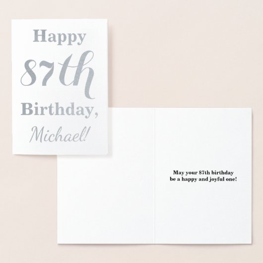 Simple Silver Foil "HAPPY 87th BIRTHDAY" + Naam Folie Kaarten (Display)