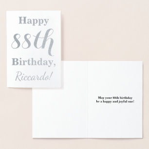 Simple Silver Foil "HAPPY 88th BIRTHDAY" + Naam Folie Kaarten