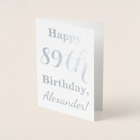 Simple Silver Foil "HAPPY 89th BIRTHDAY" + Naam Folie Kaarten (Voorkant)