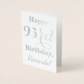 Simple Silver Foil "HAPPY 93rd BIRTHDAY" + Naam Folie Kaarten (Voorkant)