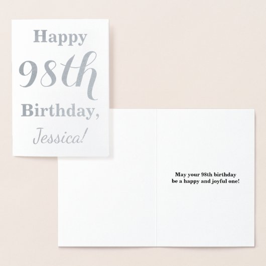 Simple Silver Foil "HAPPY 98th BIRTHDAY" + Naam Folie Kaarten (Display)