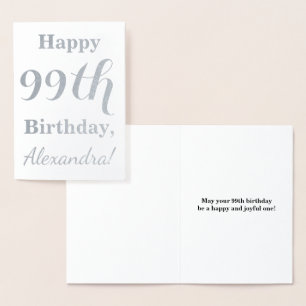 Simple Silver Foil "HAPPY 99th BIRTHDAY" + Naam Folie Kaarten