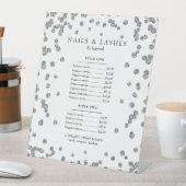 Simple Silver Glam Glitter Confetti Price Menu Reclamebord Met Voetstuk (Insitu)