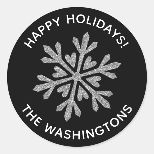 Simple Silver Glitter Snowflake Ronde Sticker (Voorkant)