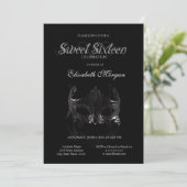 Simple Silver Masque Black Sweet 16 Kaart (Staand voorkant)