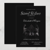 Simple Silver Masque Black Sweet 16 Kaart (Voorkant / Achterkant)