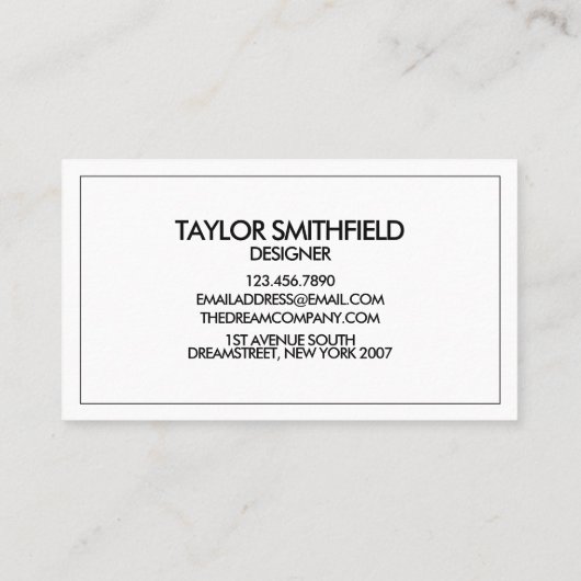 Simple Silver Metal Visitekaartje (Achterkant)