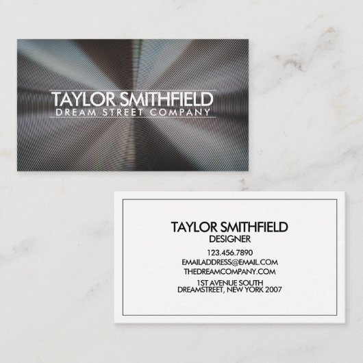 Simple Silver Metal Visitekaartje (Voorkant / Achterkant)