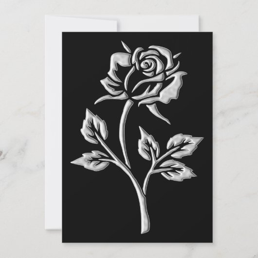 Simple Silver Roos Invitation Kaart (Achterkant)